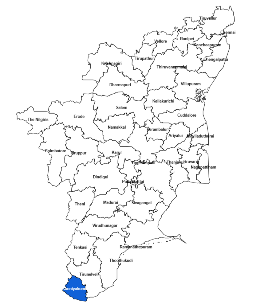 Kanniyakumari map